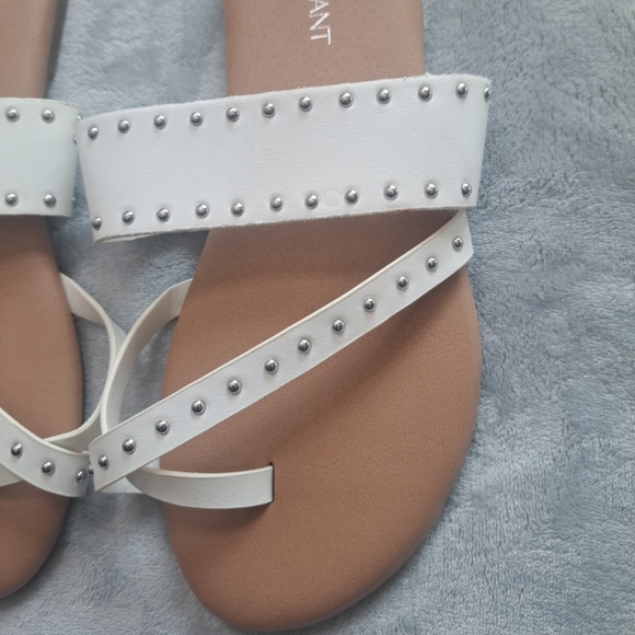 Lane Bryant Spring White Sandals Women's Slip On Slide Studded Size 8.5 W - Picture 6 of 14